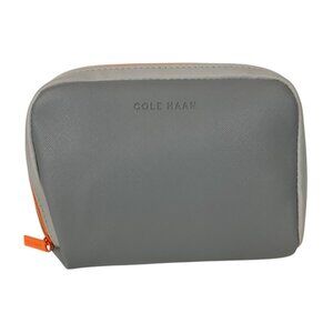 Cole Haan For American Airlines Gray & Orange Amenities Cosmetics Toiletry Bag